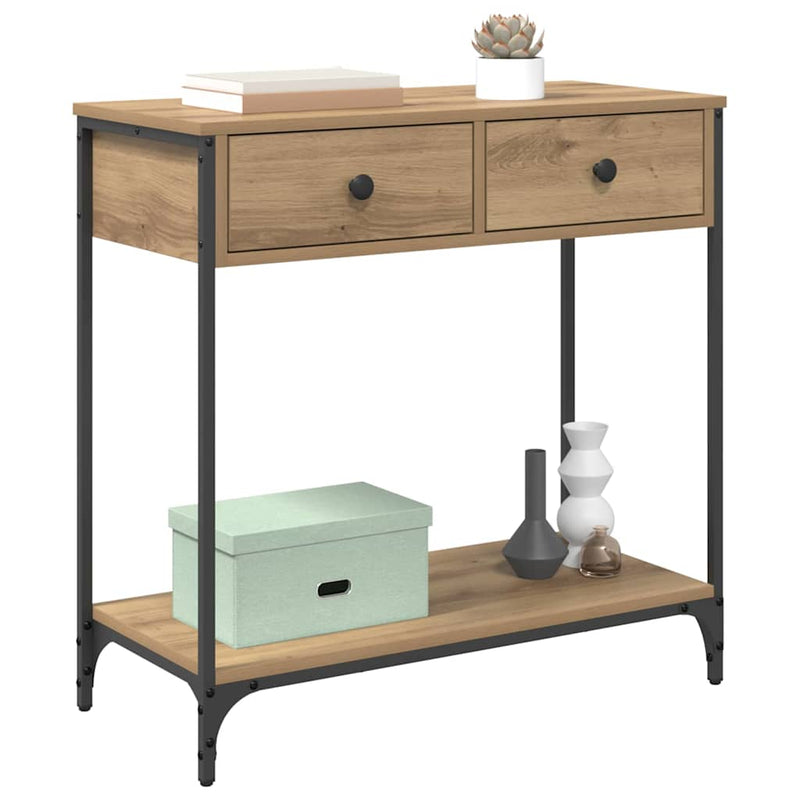 vidaXL Konzolasztal fiókkal Artisan tölgy 75 x 34,5 x 75 cm Faanyag