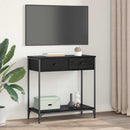 vidaXL Konzolasztal fiókkal Fekete tölgy 75 x 34,5 x 75 cm Faanyag