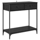 vidaXL Konzolasztal fiókkal Fekete tölgy 75 x 34,5 x 75 cm Faanyag