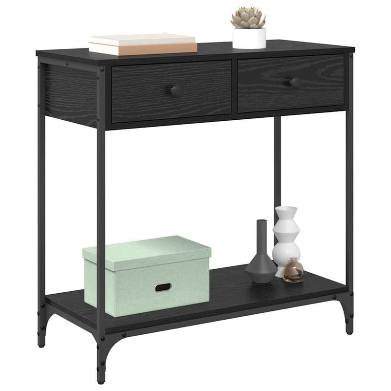 vidaXL Konzolasztal fiókkal Fekete tölgy 75 x 34,5 x 75 cm Faanyag