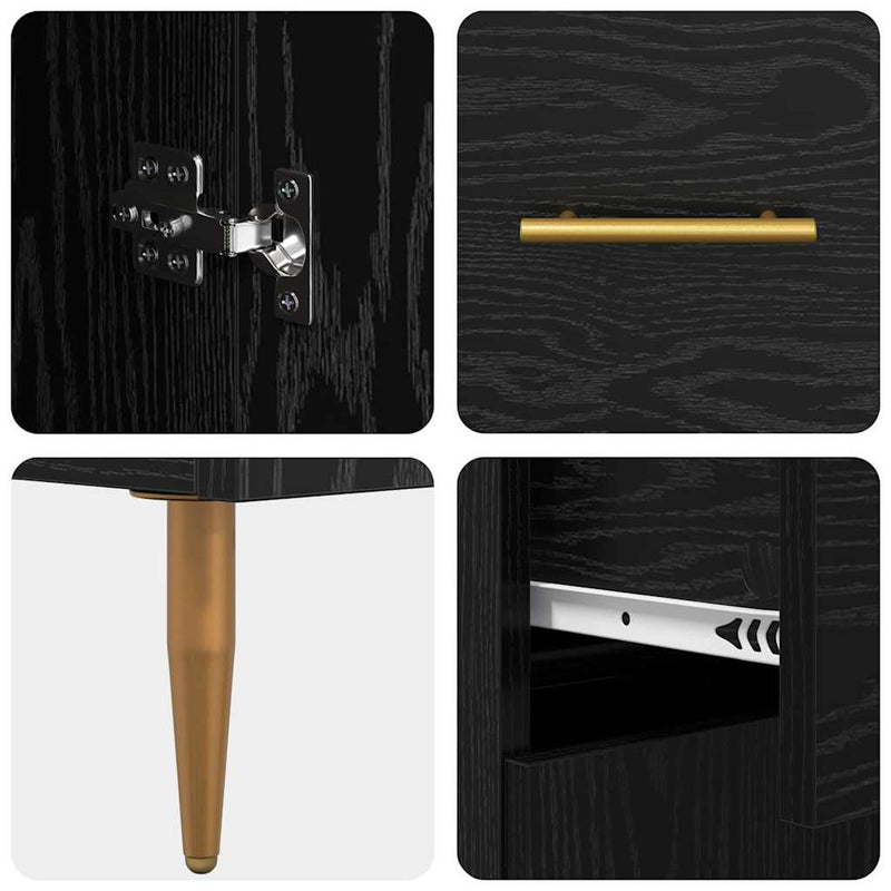 vidaXL Széf fiókkal Fekete tölgy 69,5 x 34 x 90 cm Faanyag