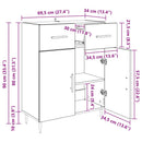 vidaXL Széf fiókkal Fekete tölgy 69,5 x 34 x 90 cm Faanyag