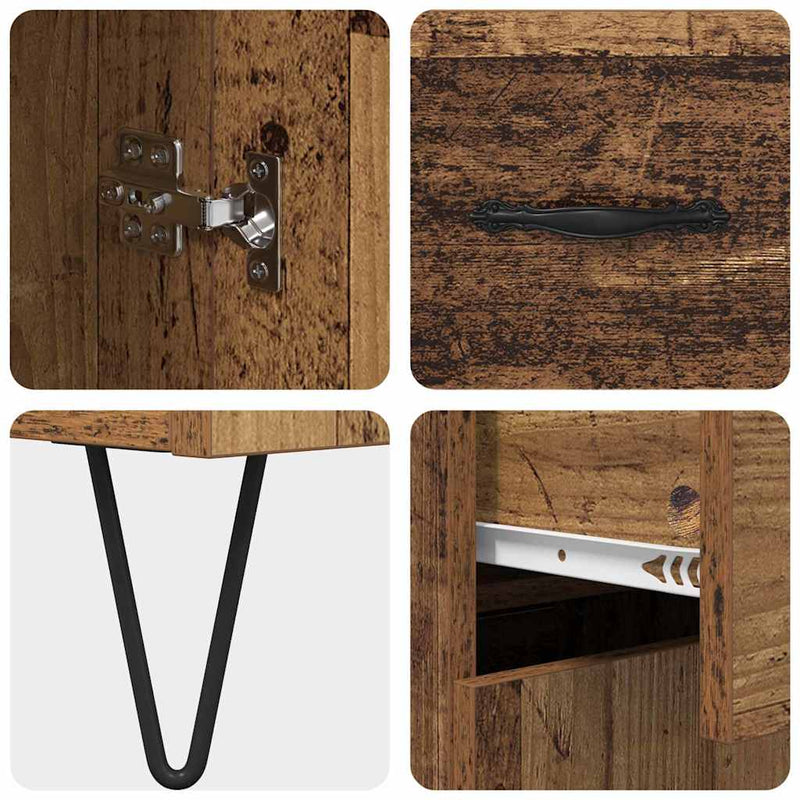 vidaXL Széf fiókkal Öreg fa 69,5 x 34 x 90 cm Faanyag