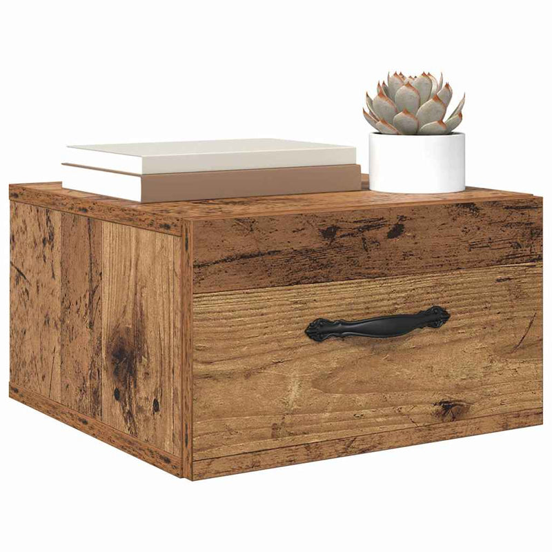 vidaXL Éjjeliszekrény fiókkal 2 pcs Régi fa 35 x 35 x 20 cm Faanyag