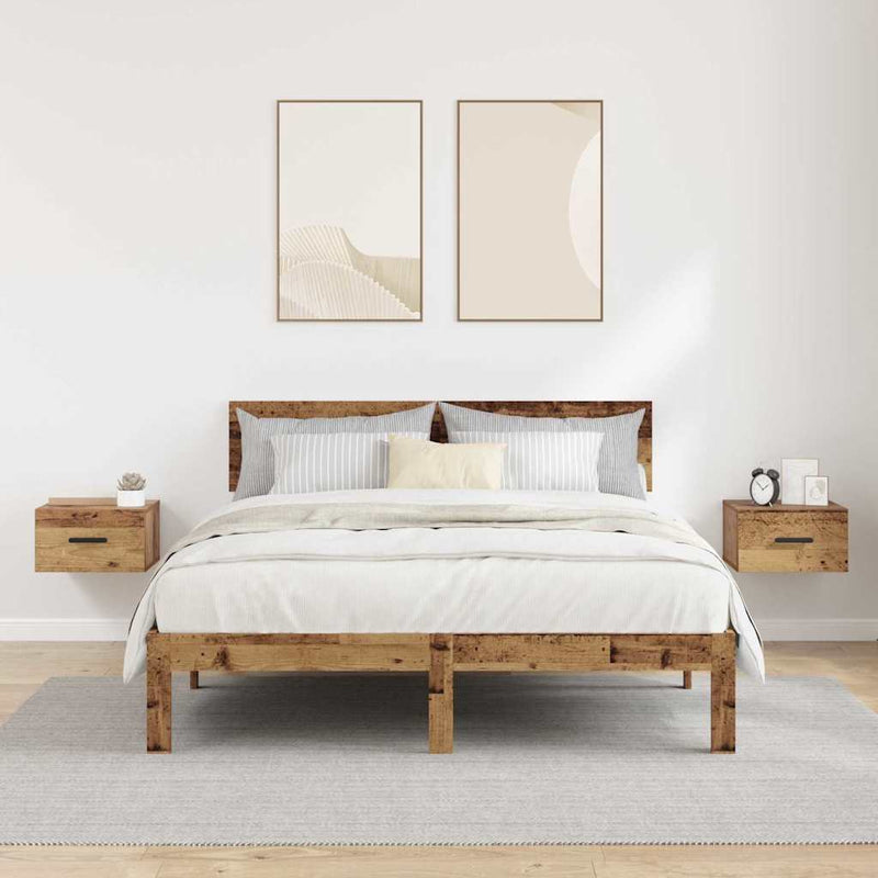 vidaXL Éjjeliszekrény 2 pcs Régi fa 35 x 35 x 20 cm Faanyag