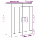 vidaXL Fali szekrény Fekete tölgy 69,5 x 34 x 90 cm Faanyag