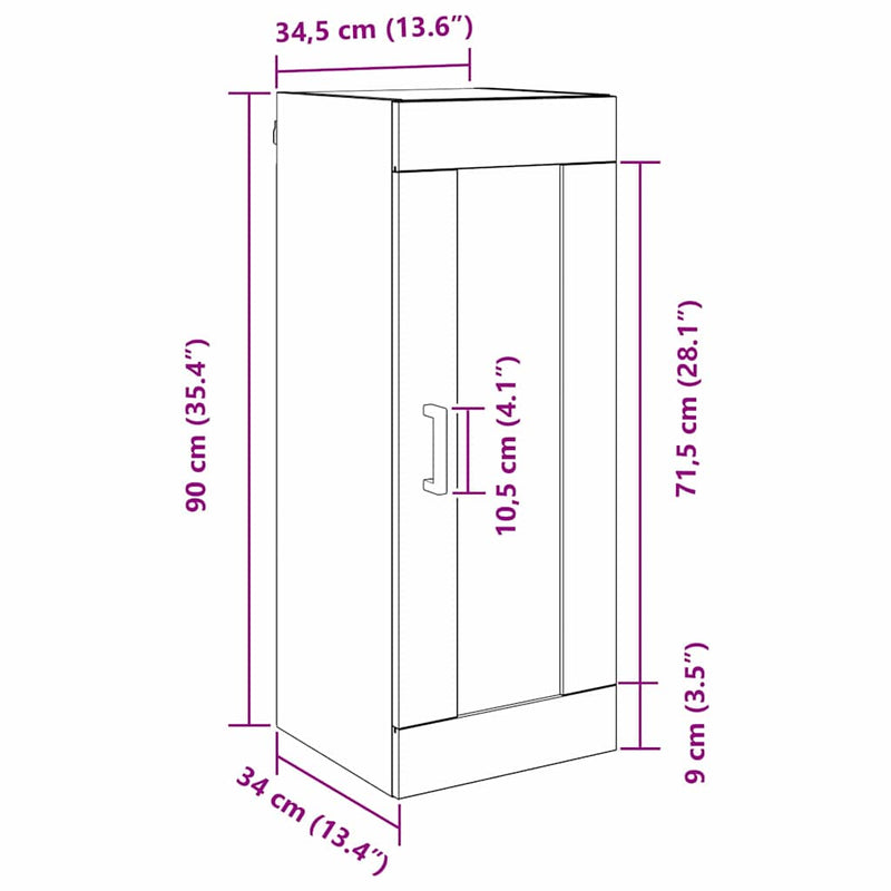 vidaXL Fali szekrény Fekete tölgy 34,5 x 34 x 90 cm Faanyag