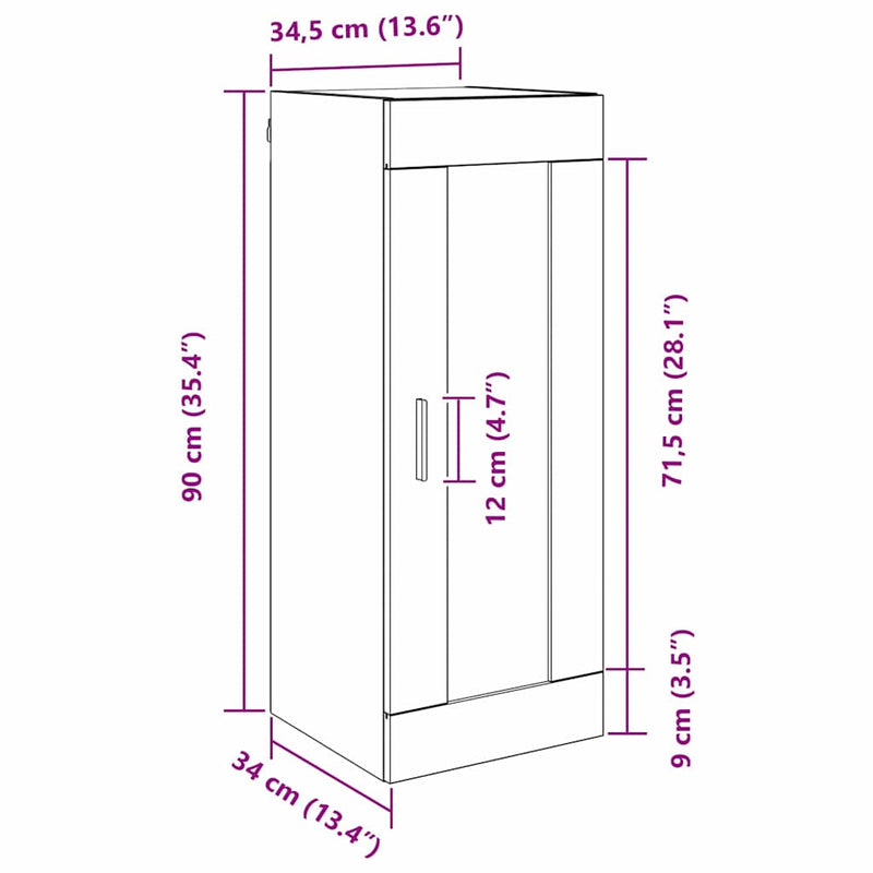 vidaXL Fali szekrény Artisan tölgy 34,5 x 34 x 90 cm Faanyag