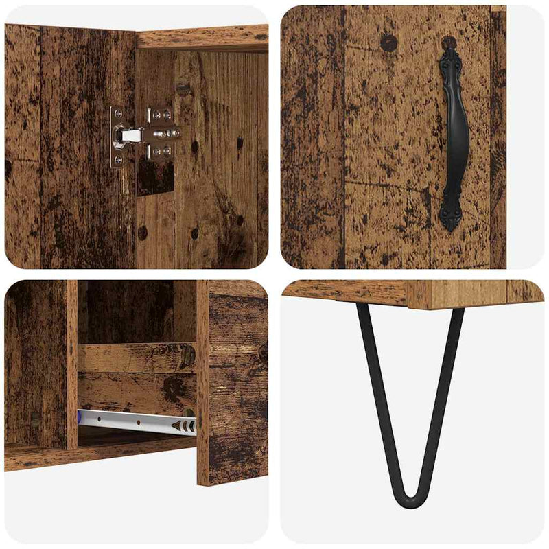 vidaXL Széf fiókkal Öreg fa 100 x 36 x 60 cm Faanyag