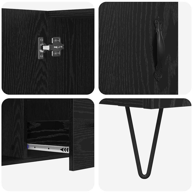 vidaXL Széf fiókkal Fekete tölgy 100 x 36 x 60 cm Faanyag