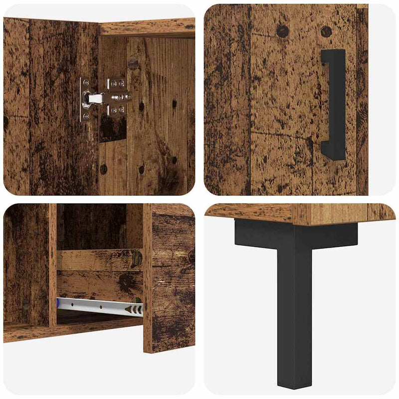 vidaXL Széf fiókkal Öreg fa 100 x 36 x 60 cm Faanyag