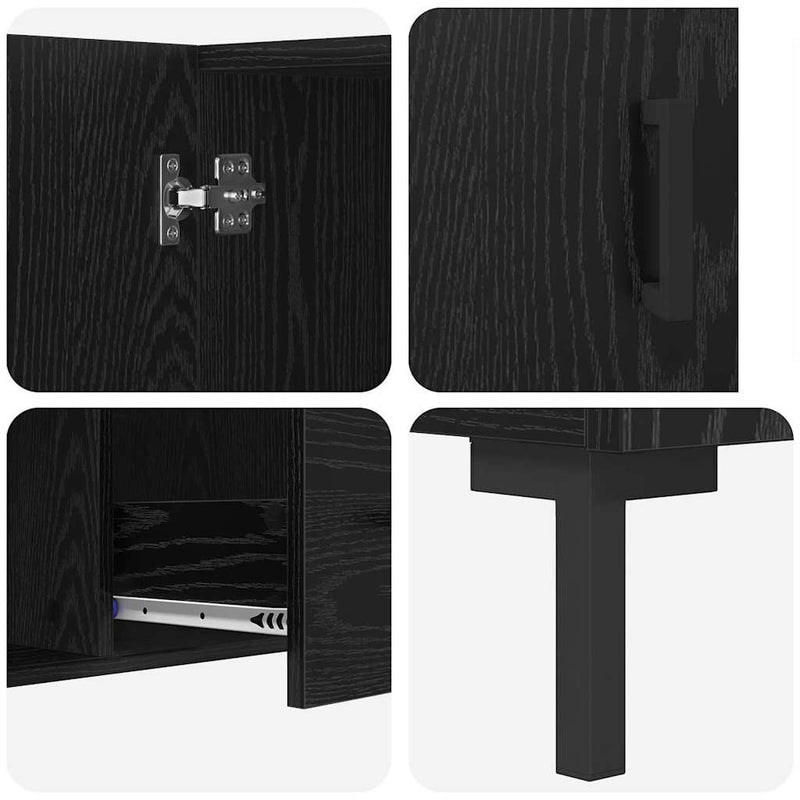 vidaXL Széf fiókkal Fekete tölgy 100 x 36 x 60 cm Faanyag