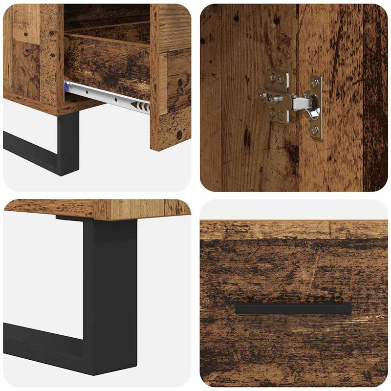 vidaXL Magasfiú fiókkal Öreg fa 69,5 x 30 x 115 cm Faanyag