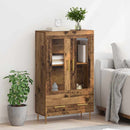vidaXL Magasfiú fiókkal Öreg fa 69,5 x 31 x 115 cm Műanyag Fa és Üveg