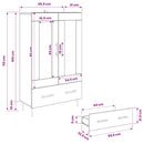 vidaXL Magasfiú fiókkal Öreg fa 69,5 x 31 x 115 cm Műanyag Fa és Üveg