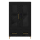 vidaXL Magasfiú Fekete tölgy 69,5 x 31 x 115 cm Műanyag Fa és Üveg