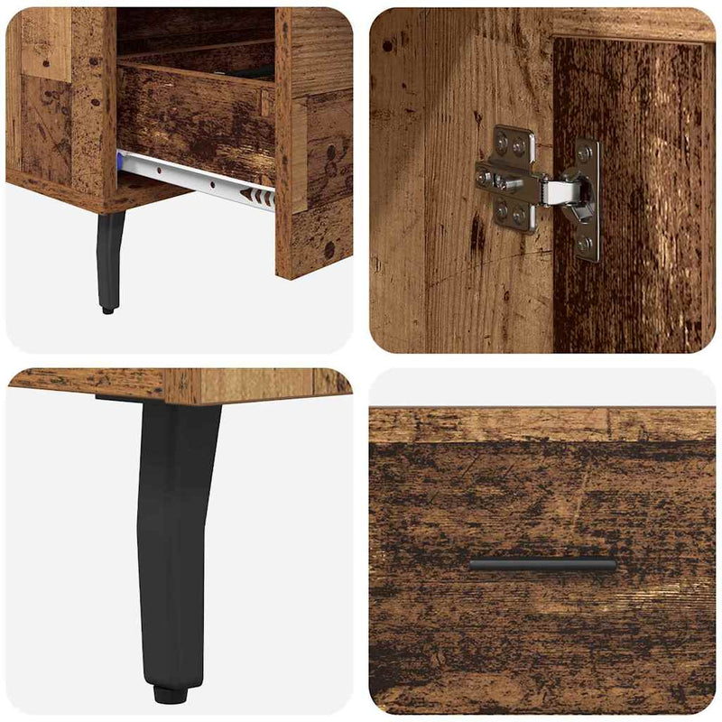 vidaXL Magasfiú fiókkal Öreg fa 69,5 x 31 x 115 cm Faanyag