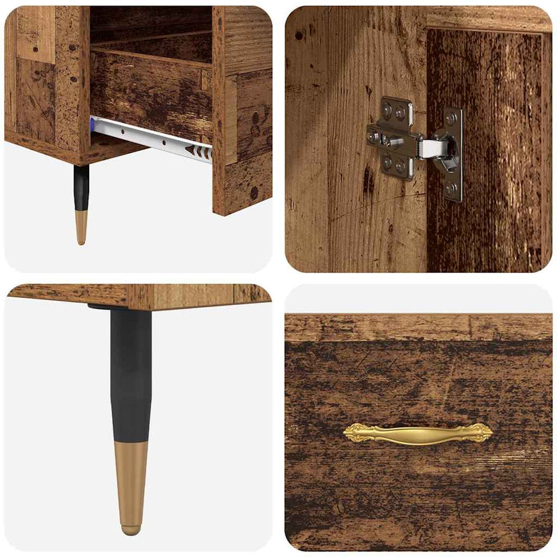 vidaXL Magasfiú fiókkal Öreg fa 69,5 x 31 x 115 cm Faanyag