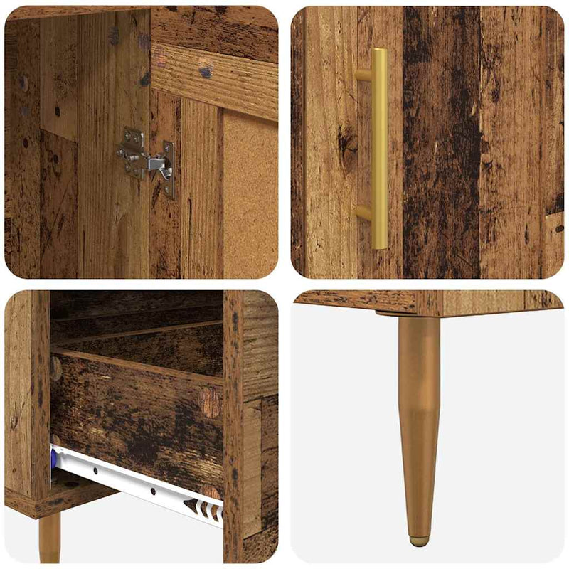 vidaXL Magasfiú fiókkal Öreg fa 69,5 x 31 x 115 cm Faanyag