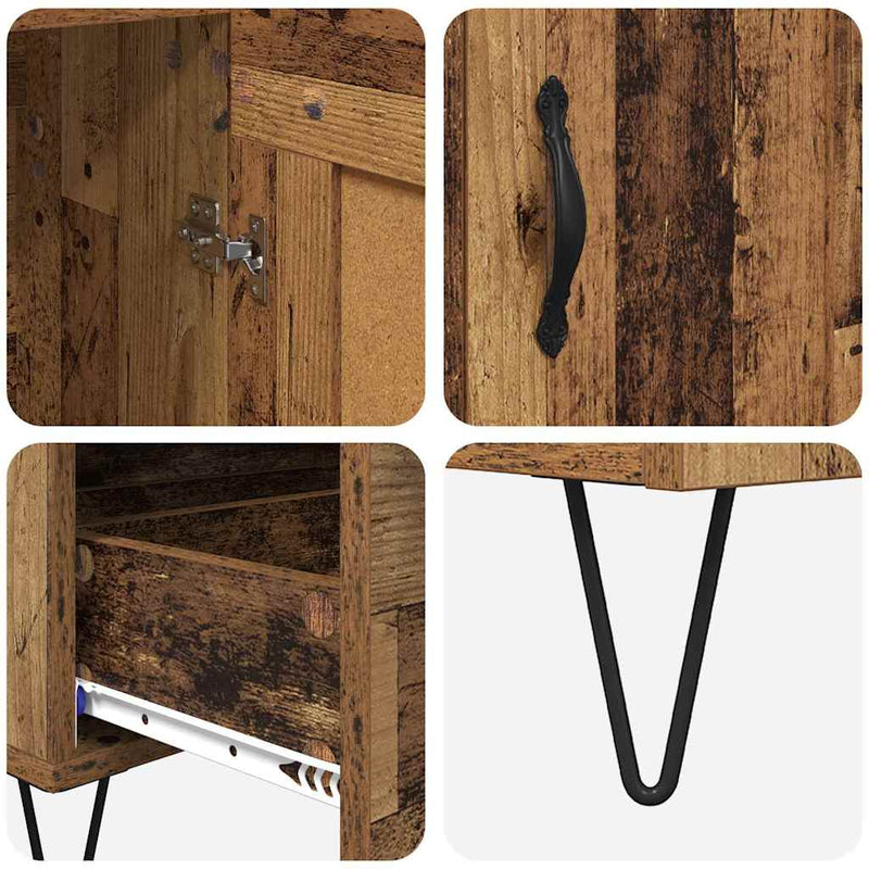 vidaXL Magasfiú fiókkal Öreg fa 69,5 x 31 x 115 cm Faanyag