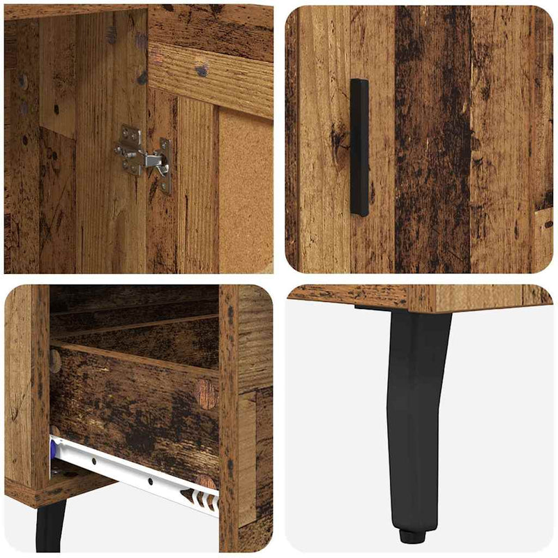 vidaXL Magasfiú fiókkal Öreg fa 69,5 x 31 x 115 cm Faanyag