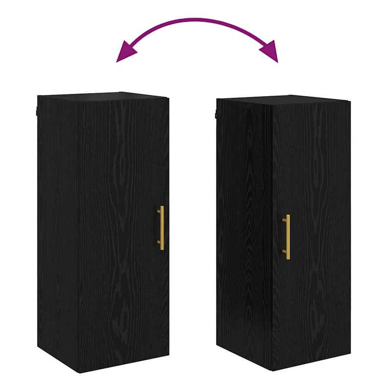 vidaXL Fali szekrény Fekete tölgy 34,5 x 34 x 90 cm Faanyag