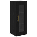 vidaXL Fali szekrény Fekete tölgy 34,5 x 34 x 90 cm Műanyag Fa és Üveg