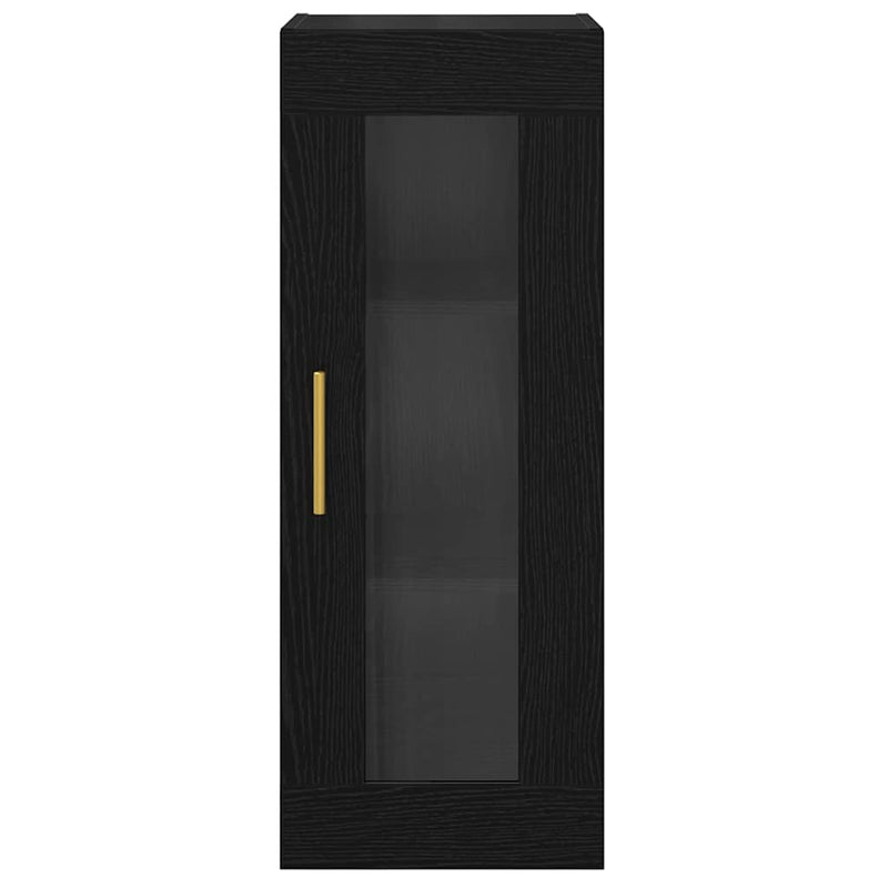 vidaXL Fali szekrény Fekete tölgy 34,5 x 34 x 90 cm Műanyag Fa és Üveg