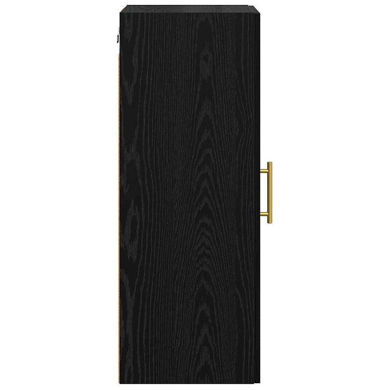 vidaXL Fali szekrény Fekete tölgy 34,5 x 34 x 90 cm Műanyag Fa és Üveg