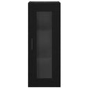 vidaXL Fali szekrény Fekete tölgy 34,5 x 34 x 90 cm Műanyag Fa és Üveg