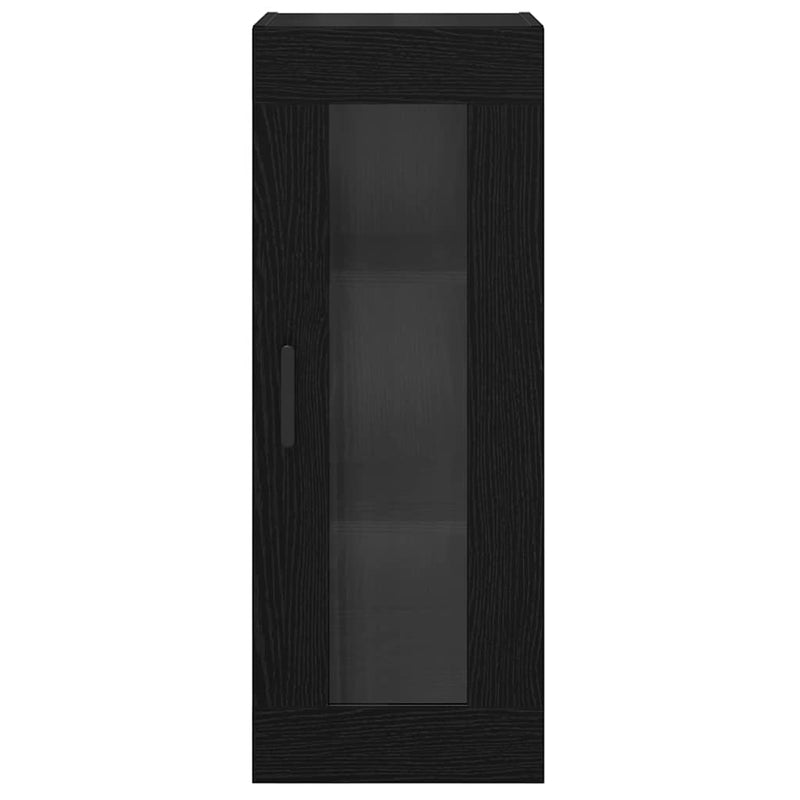 vidaXL Fali szekrény Fekete tölgy 34,5 x 34 x 90 cm Műanyag Fa és Üveg