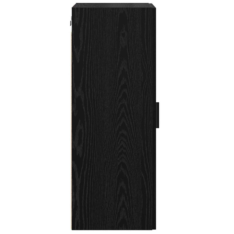 vidaXL Fali szekrény Fekete tölgy 34,5 x 34 x 90 cm Műanyag Fa és Üveg