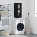 vidaXL Fali szekrény Fekete tölgy 34,5 x 34 x 90 cm Műanyag Fa és Üveg