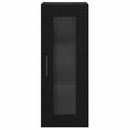 vidaXL Fali szekrény Fekete tölgy 34,5 x 34 x 90 cm Műanyag Fa és Üveg