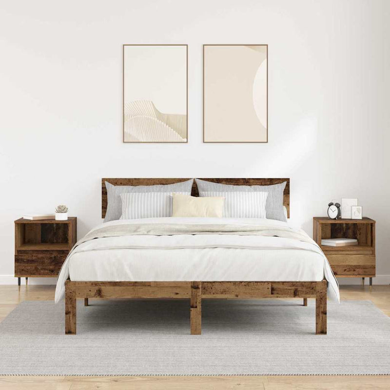 vidaXL Éjjeliszekrény fiókkal 2 pcs Régi fa 40 x 35 x 50 cm Faanyag