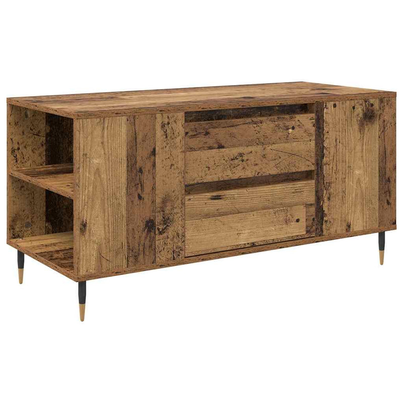 vidaXL Dohányzóasztal with Drawer Régi fa 102 x 44.5 x 50 cm Faanyag