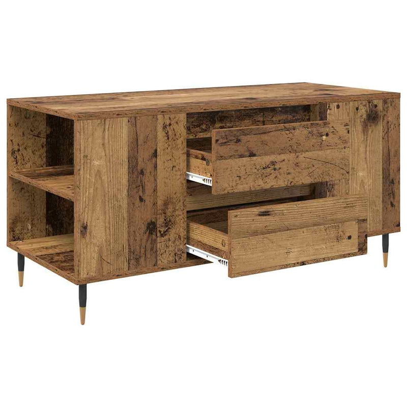 vidaXL Dohányzóasztal with Drawer Régi fa 102 x 44.5 x 50 cm Faanyag