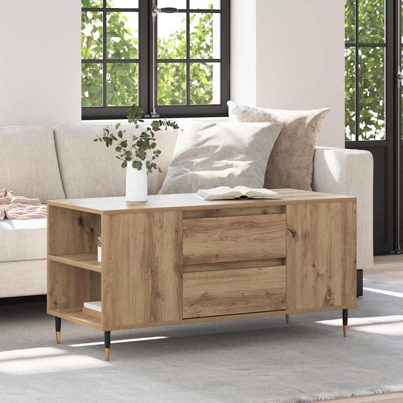 vidaXL Dohányzóasztal kézműves tölgy 102 x 44.5 x 50 cm Faanyag