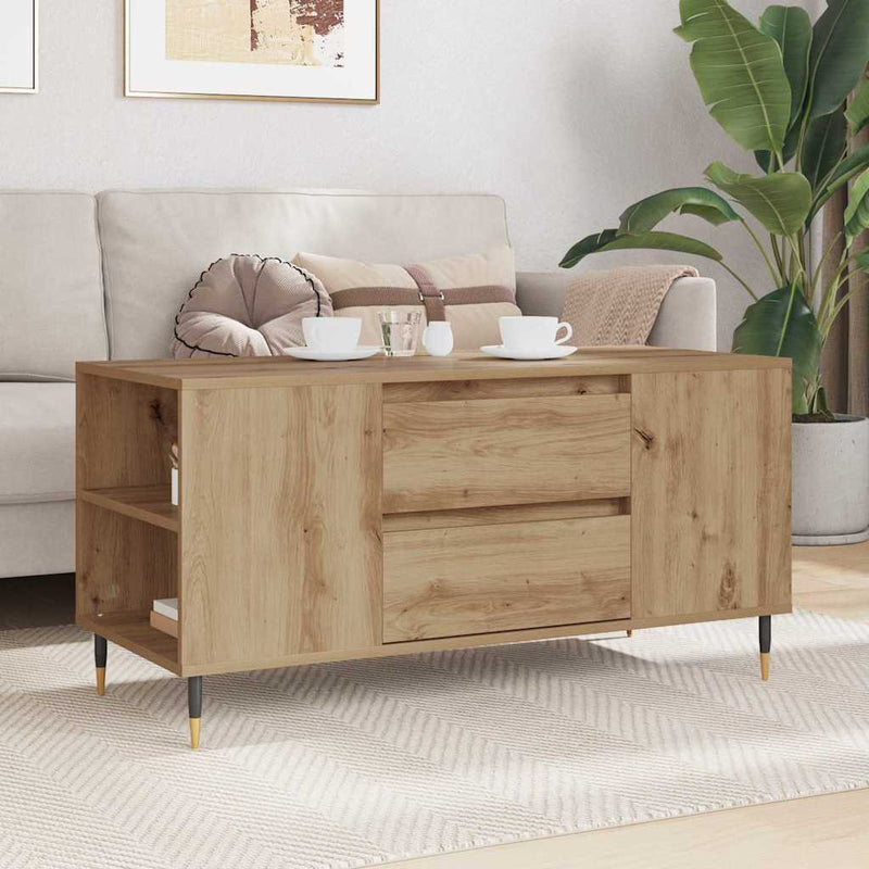 vidaXL Dohányzóasztal kézműves tölgy 102 x 44.5 x 50 cm Faanyag