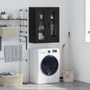 vidaXL Fali szekrény Fekete tölgy 69,5 x 34 x 90 cm Műanyag Fa és Üveg