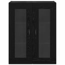 vidaXL Fali szekrény Fekete tölgy 69,5 x 34 x 90 cm Műanyag Fa és Üveg