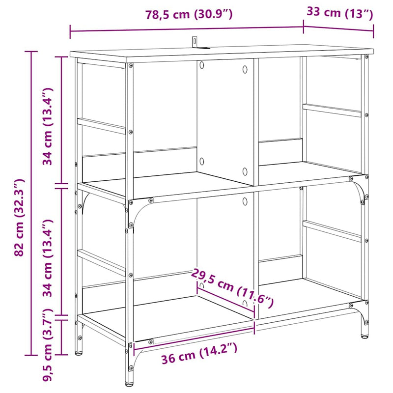 vidaXL Könyvespolc Régi fa 78.5 x 33 x 82 cm Faanyag