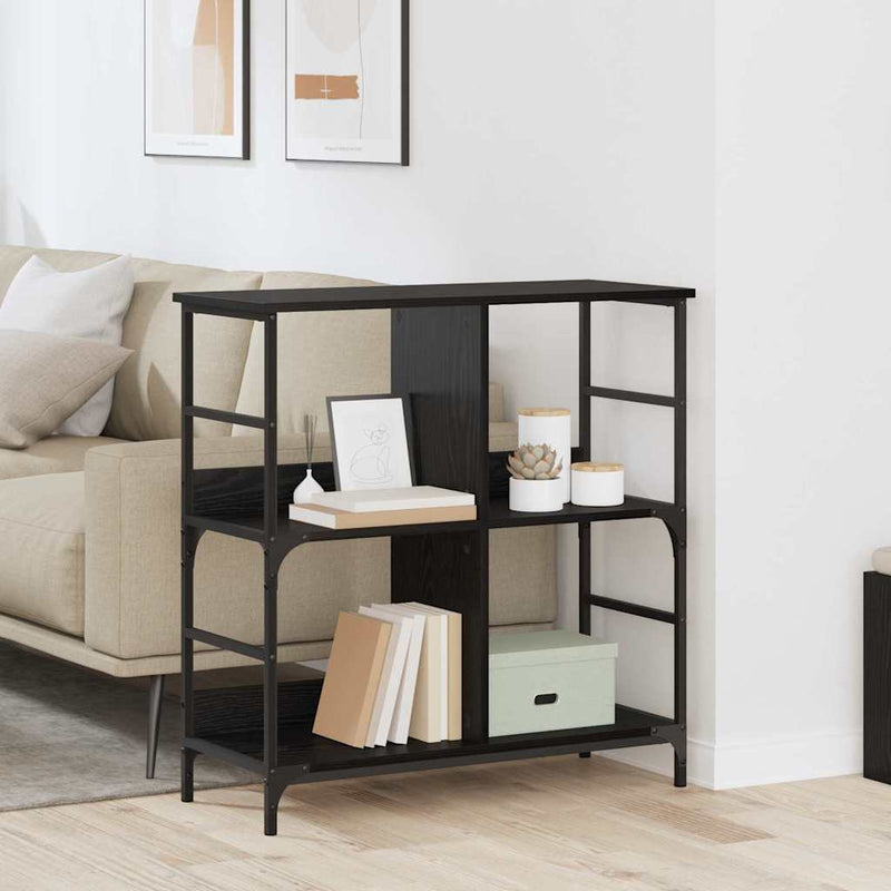 vidaXL Könyvespolc Musta tammi 78.5 x 33 x 82 cm Faanyag