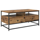 vidaXL Dohányzóasztal fiókkal Öreg fa 100 x 51 x 45 cm Faanyag