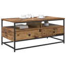 vidaXL Dohányzóasztal fiókkal Öreg fa 100 x 51 x 45 cm Faanyag