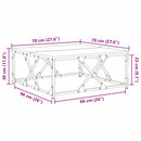 vidaXL Dohányzóasztal Fekete tölgy 70 x 70 x 30 cm Faanyag
