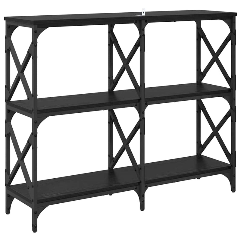 vidaXL Konzolasztal Fekete tölgy 100 x 28 x 80,5 cm Faanyag