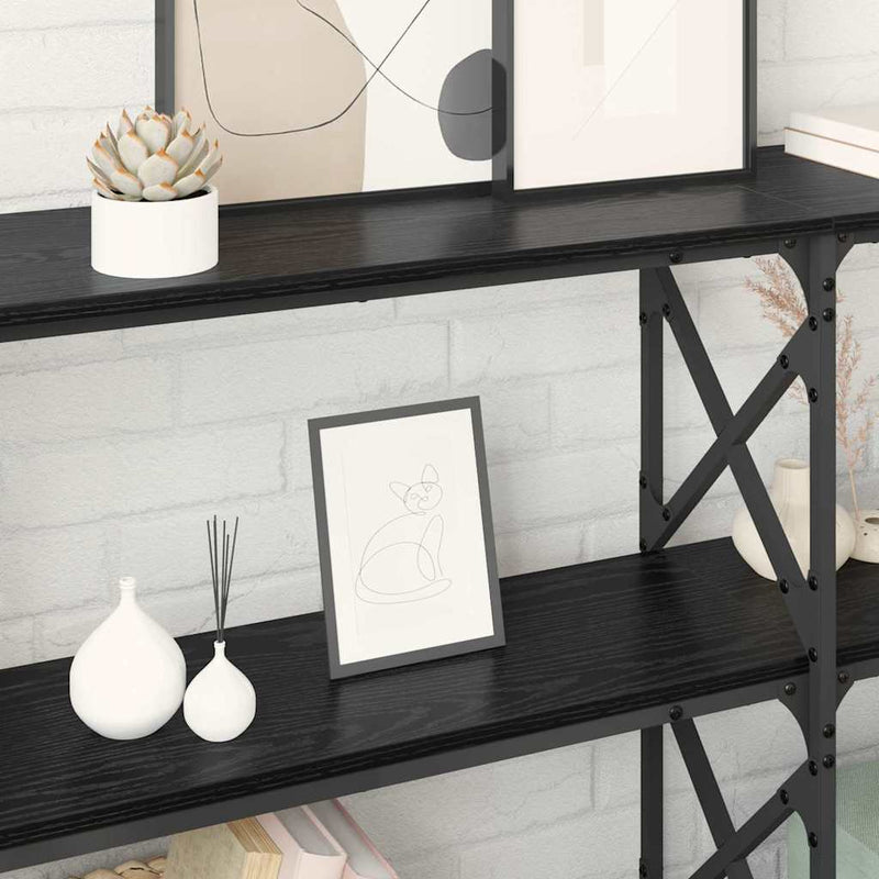 vidaXL Konzolasztal Fekete tölgy 156 x 28 x 80,5 cm Faanyag