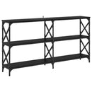 vidaXL Konzolasztal Fekete tölgy 156 x 28 x 80,5 cm Faanyag