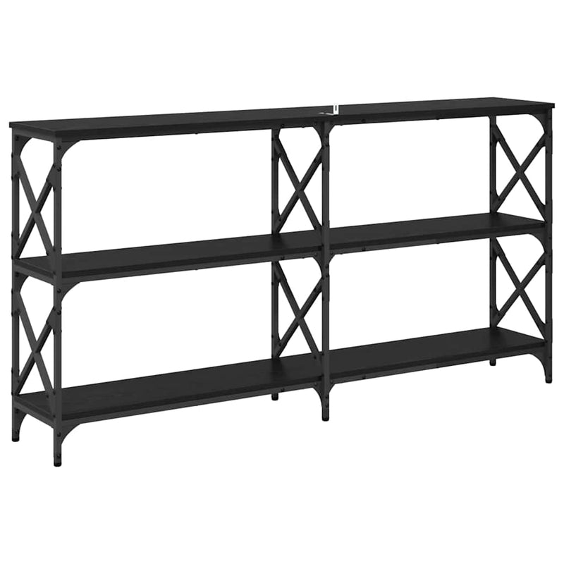 vidaXL Konzolasztal Fekete tölgy 156 x 28 x 80,5 cm Faanyag